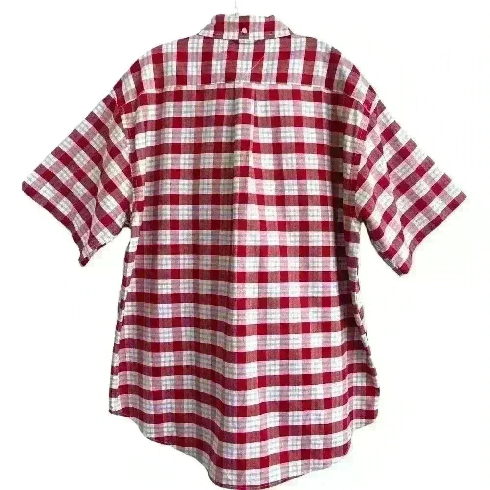 Tommy Hilfiger Mens Size XL Vintage Shirt Red Plaid Summer Fun Retro Cool Cotton - Picture 2 of 13